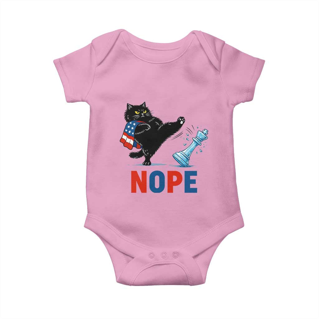 Funny Black Cat Kicks The Icy Chess Piece Nope Baby Onesie TS12 Light Pink Print Your Wear