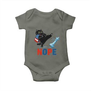 Funny Black Cat Kicks The Icy Chess Piece Nope Baby Onesie TS12 Military Green Print Your Wear