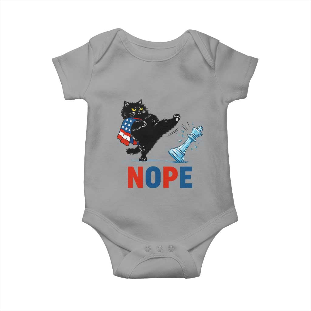 Funny Black Cat Kicks The Icy Chess Piece Nope Baby Onesie TS12 Sport Gray Print Your Wear