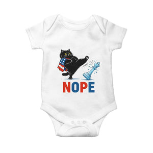 Funny Black Cat Kicks The Icy Chess Piece Nope Baby Onesie TS12 White Print Your Wear