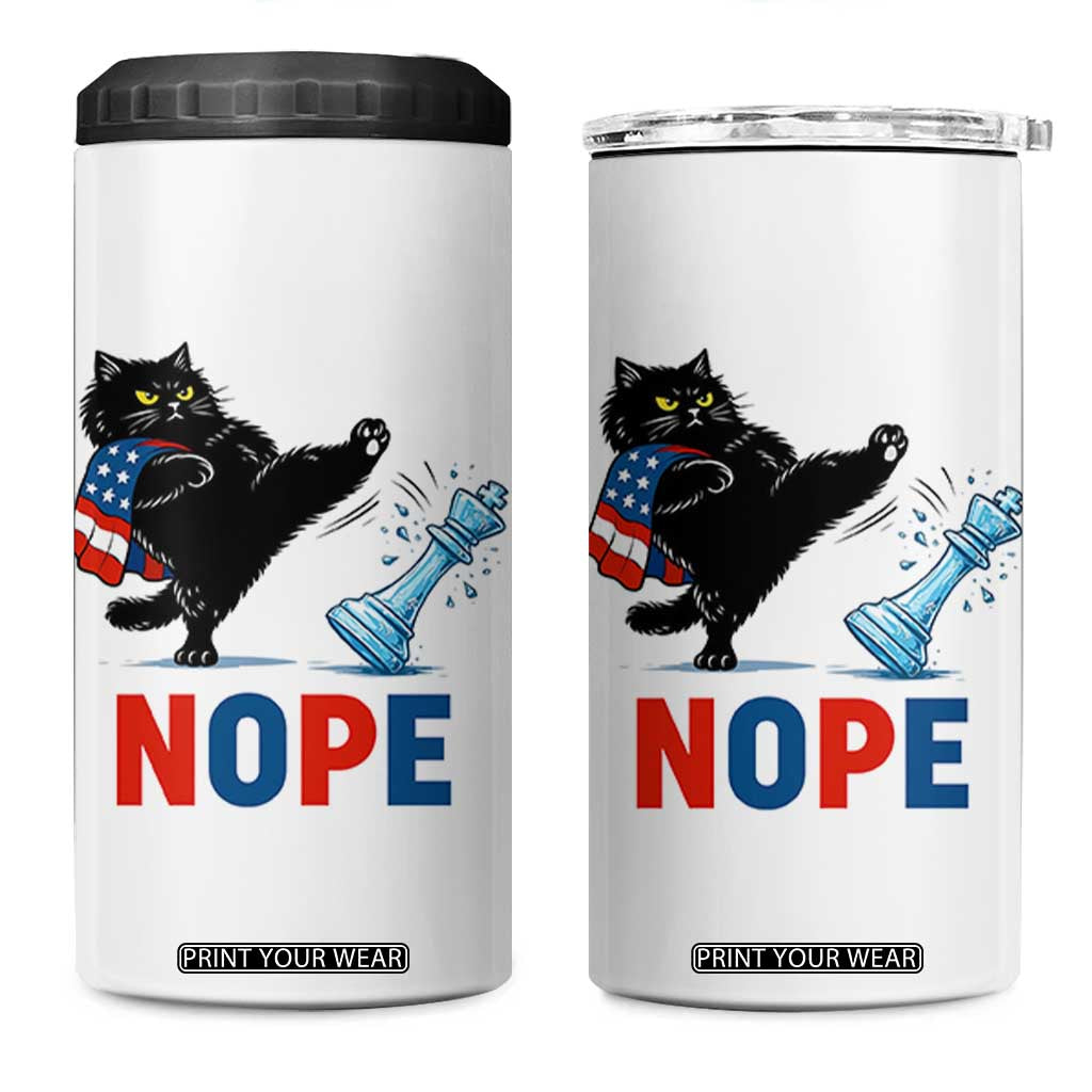 Funny Black Cat Kicks The Icy Chess Piece Nope 4 in 1 Can Cooler Tumbler TS12 One Size: 16 oz White Print Your Wear