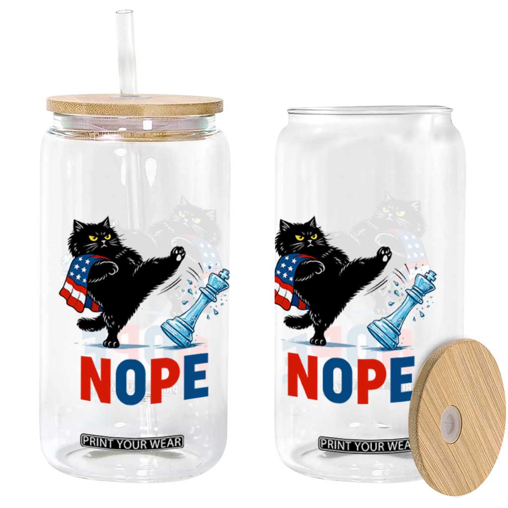 Funny Black Cat Kicks The Icy Chess Piece Nope Glass Can TS12 Print Your Wear