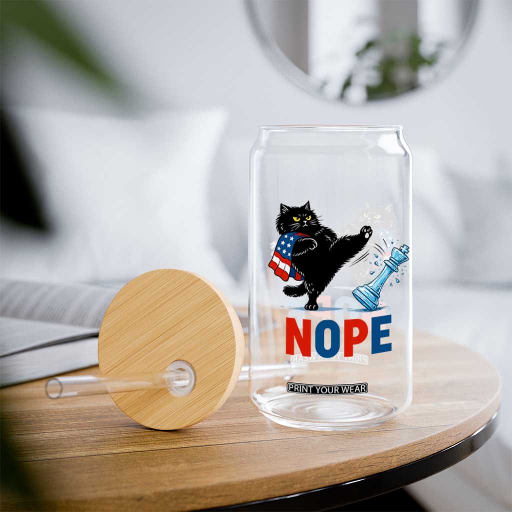 Funny Black Cat Kicks The Icy Chess Piece Nope Glass Can TS12 Print Your Wear