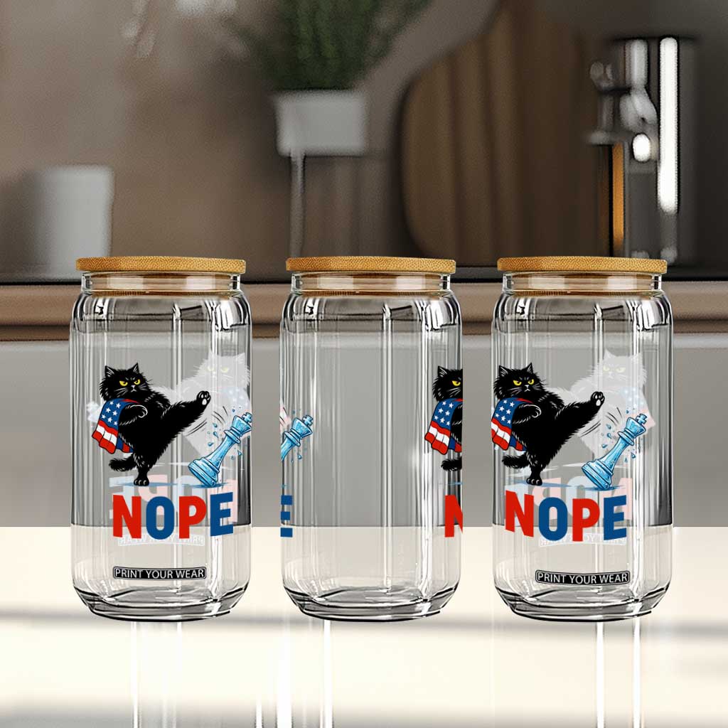 Funny Black Cat Kicks The Icy Chess Piece Nope Glass Can TS12 Print Your Wear