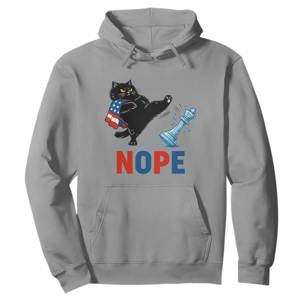 Funny Black Cat Kicks The Icy Chess Piece Nope Hoodie TS12 Sport Gray Print Your Wear