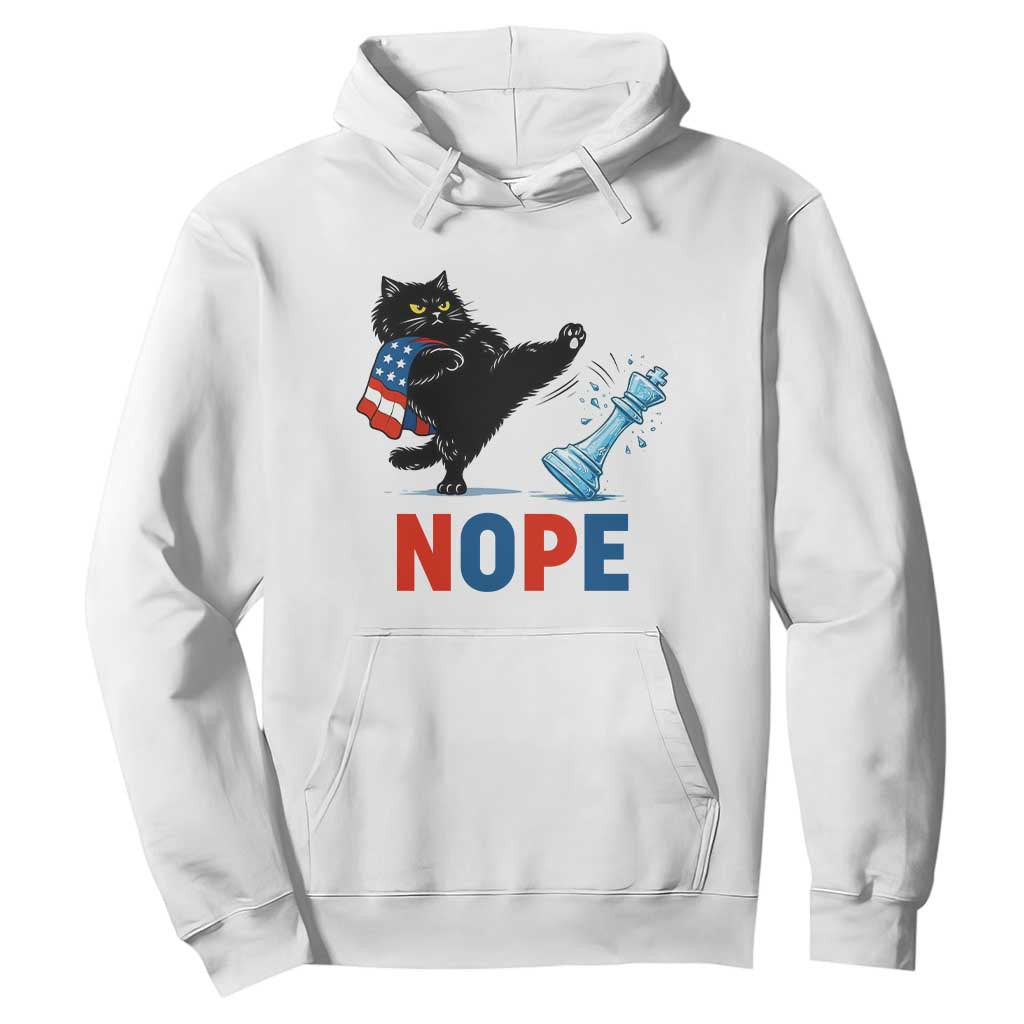 Funny Black Cat Kicks The Icy Chess Piece Nope Hoodie TS12 White Print Your Wear