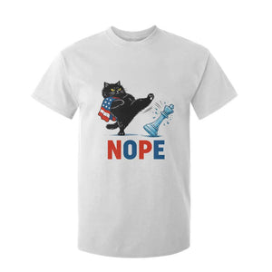Funny Black Cat Kicks The Icy Chess Piece Nope T Shirt For Kid TS12 White Print Your Wear