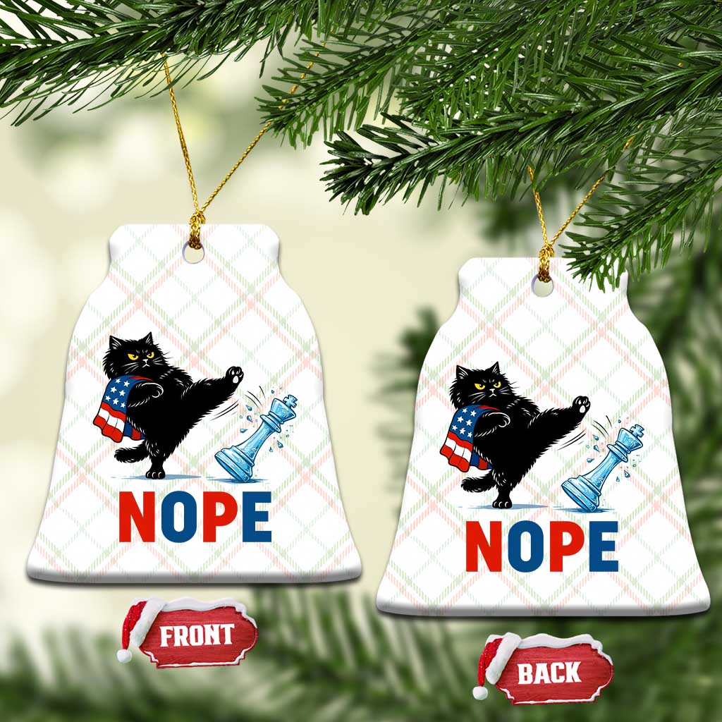 Funny Black Cat Kicks The Icy Chess Piece Nope Ceramic Ornament TS12 Print Your Wear