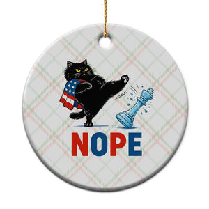 Funny Black Cat Kicks The Icy Chess Piece Nope Ceramic Ornament TS12 1pc Christmas Plaid Print Your Wear