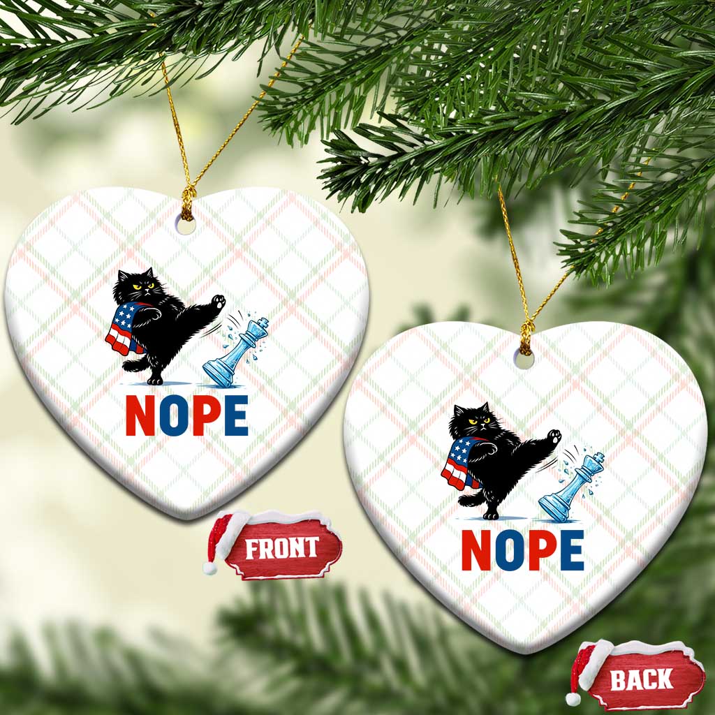 Funny Black Cat Kicks The Icy Chess Piece Nope Ceramic Ornament TS12 Print Your Wear