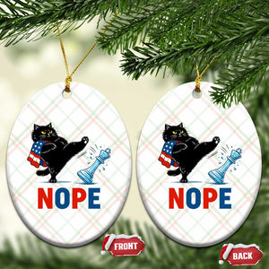 Funny Black Cat Kicks The Icy Chess Piece Nope Ceramic Ornament TS12 Print Your Wear