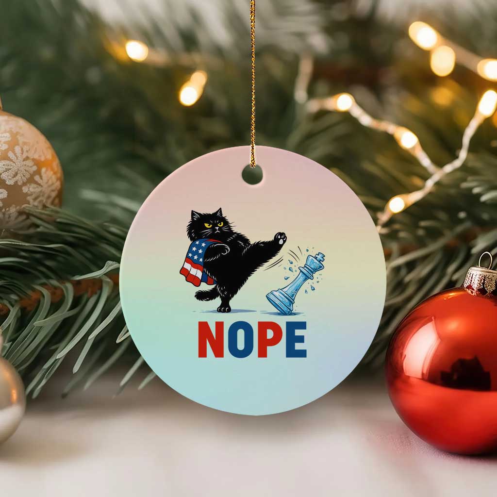 Funny Black Cat Kicks The Icy Chess Piece Nope Ceramic Ornament TS12 1pc Pastel Print Your Wear