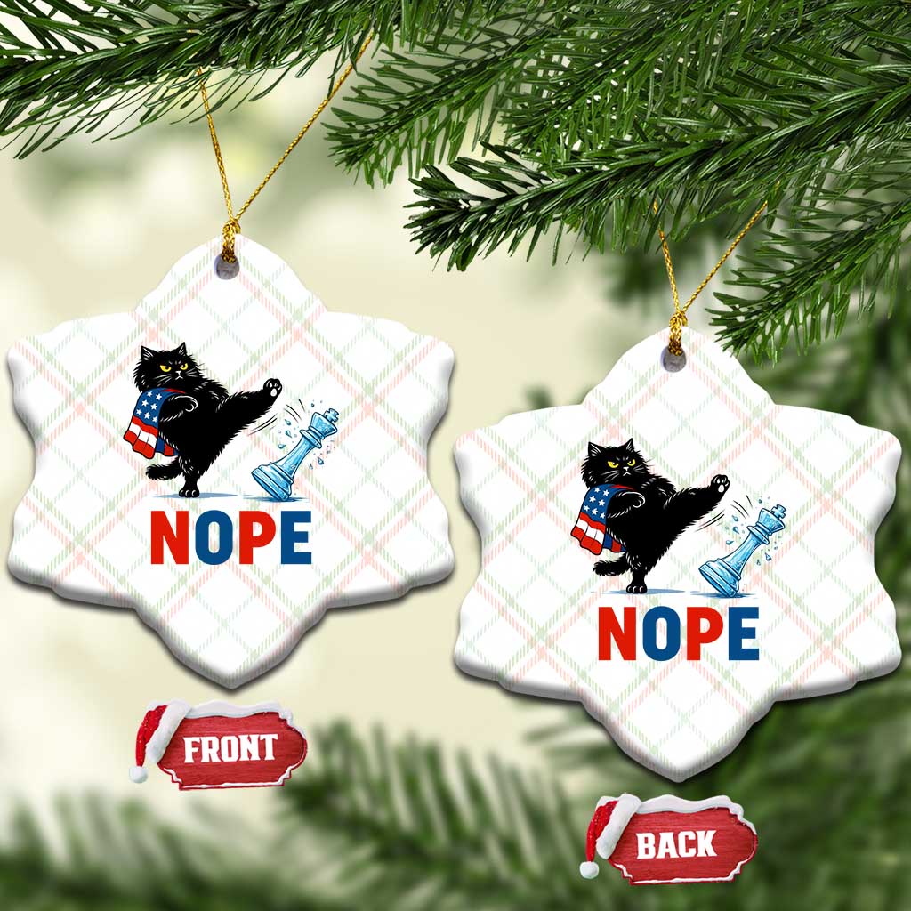 Funny Black Cat Kicks The Icy Chess Piece Nope Ceramic Ornament TS12 Print Your Wear