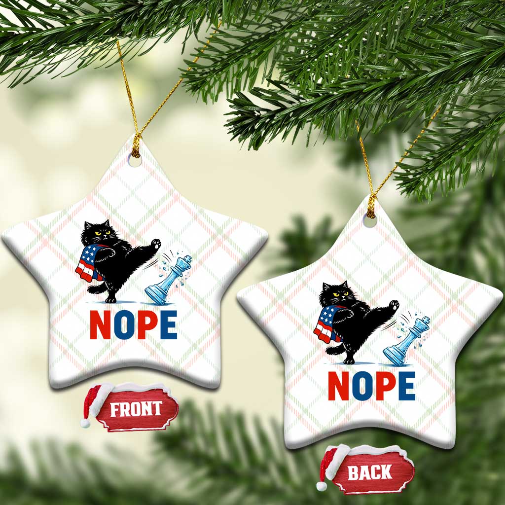 Funny Black Cat Kicks The Icy Chess Piece Nope Ceramic Ornament TS12 Print Your Wear