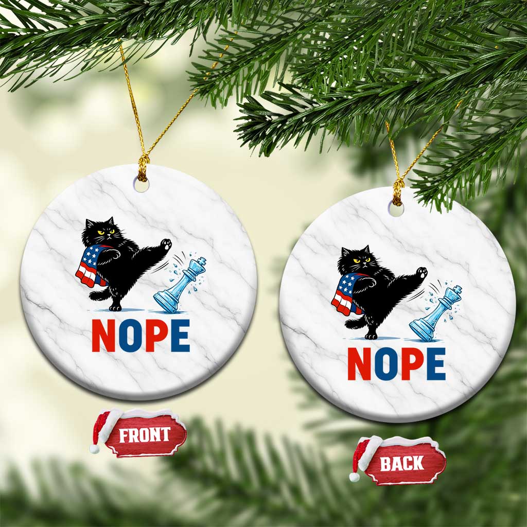 Funny Black Cat Kicks The Icy Chess Piece Nope Ceramic Ornament TS12 1pc White Marble Print Your Wear