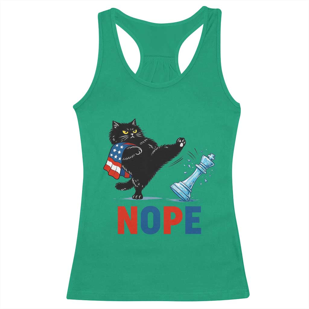 Funny Black Cat Kicks The Icy Chess Piece Nope Racerback Tank Top TS12 Irish Green Print Your Wear