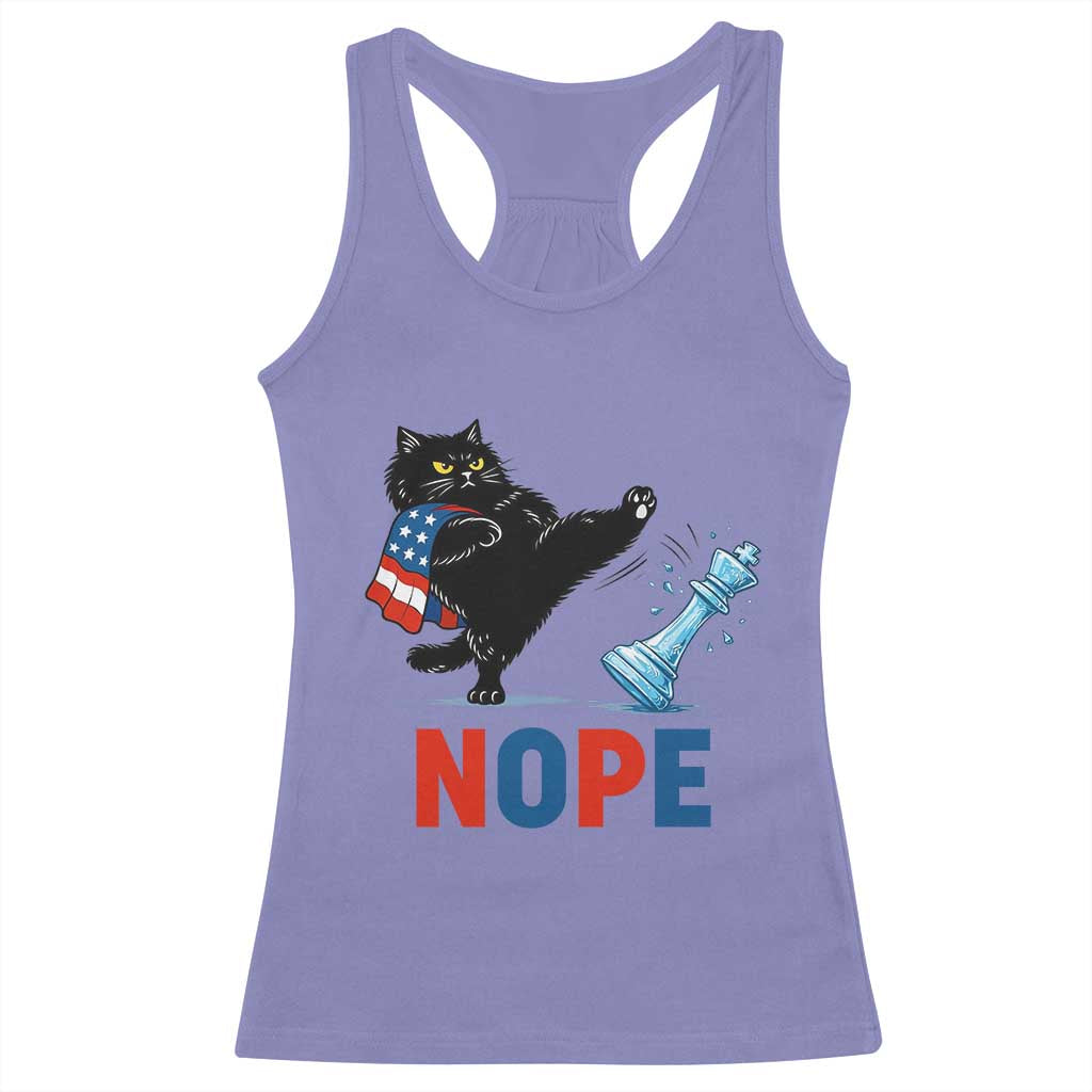 Funny Black Cat Kicks The Icy Chess Piece Nope Racerback Tank Top TS12 Violet Print Your Wear