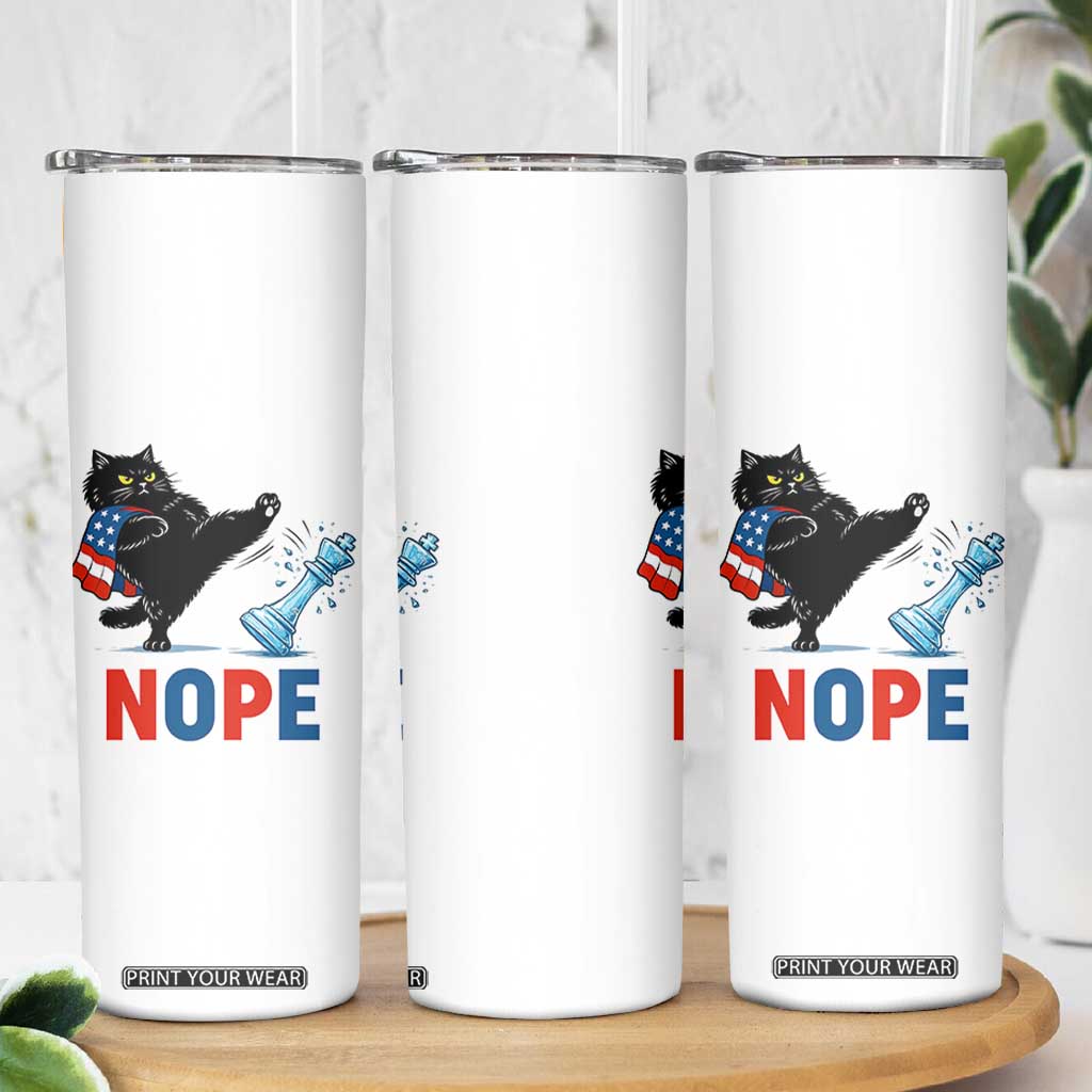 Funny Black Cat Kicks The Icy Chess Piece Nope Skinny Tumbler TS12 Print Your Wear
