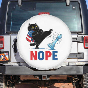 Funny Black Cat Kicks The Icy Chess Piece Nope Spare Tire Cover TS12 No hole White Print Your Wear
