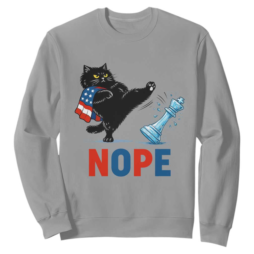 Funny Black Cat Kicks The Icy Chess Piece Nope Sweatshirt TS12 Sport Gray Print Your Wear