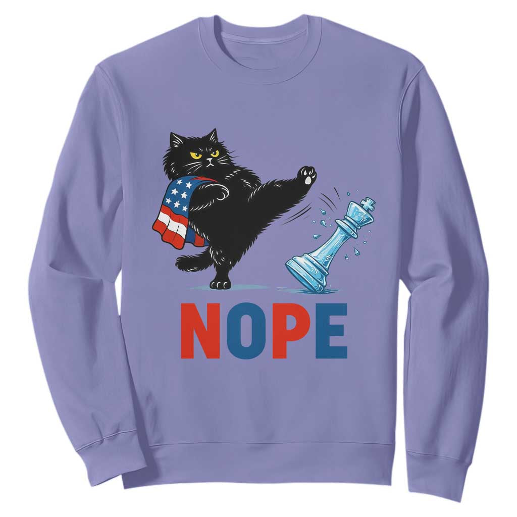 Funny Black Cat Kicks The Icy Chess Piece Nope Sweatshirt TS12 Violet Print Your Wear