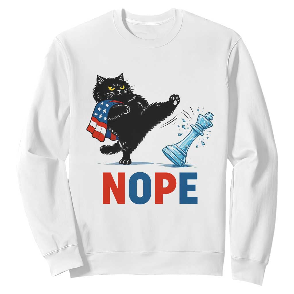 Funny Black Cat Kicks The Icy Chess Piece Nope Sweatshirt TS12 White Print Your Wear