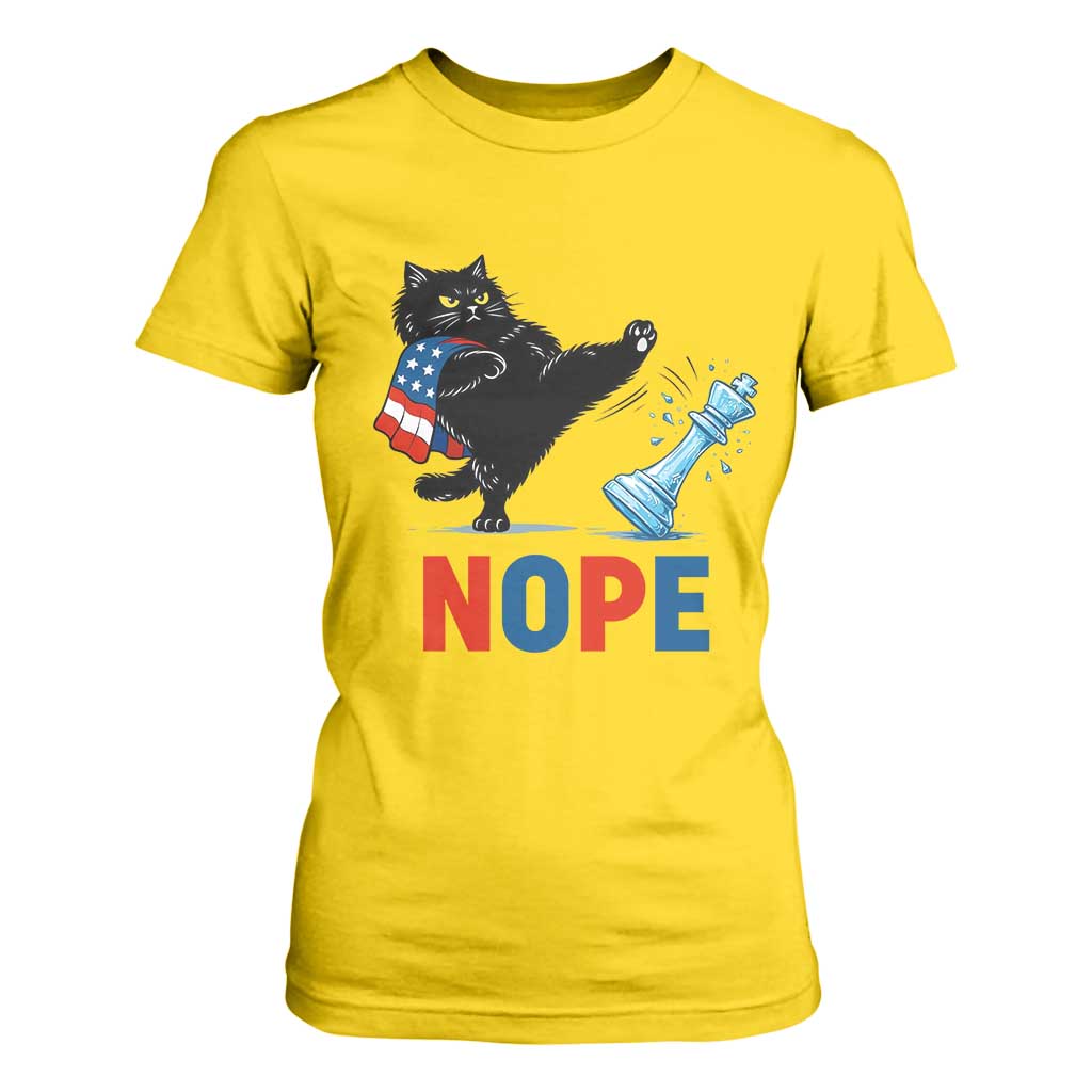 Funny Black Cat Kicks The Icy Chess Piece Nope T Shirt For Women TS12 Daisy Print Your Wear