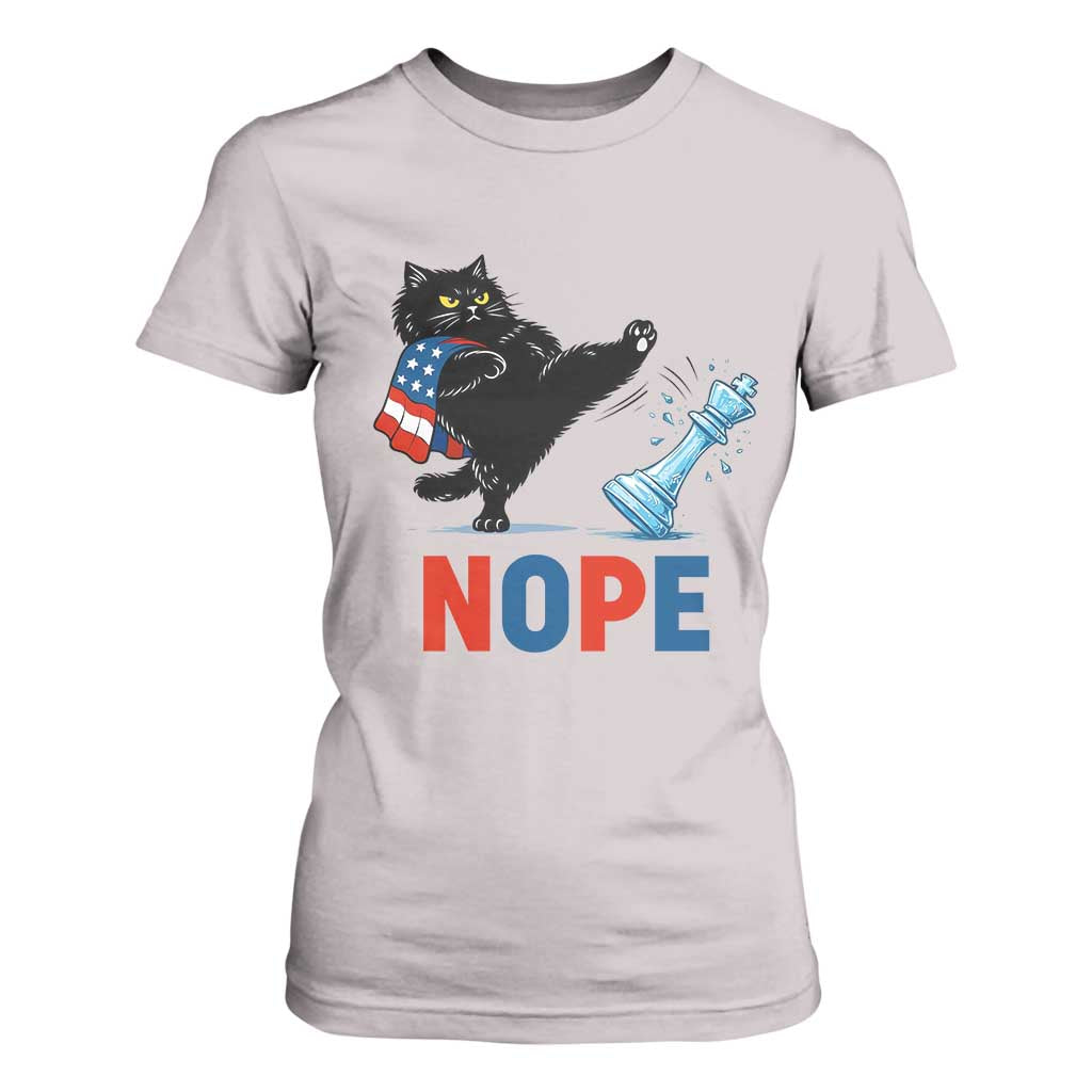 Funny Black Cat Kicks The Icy Chess Piece Nope T Shirt For Women TS12 Ice Gray Print Your Wear