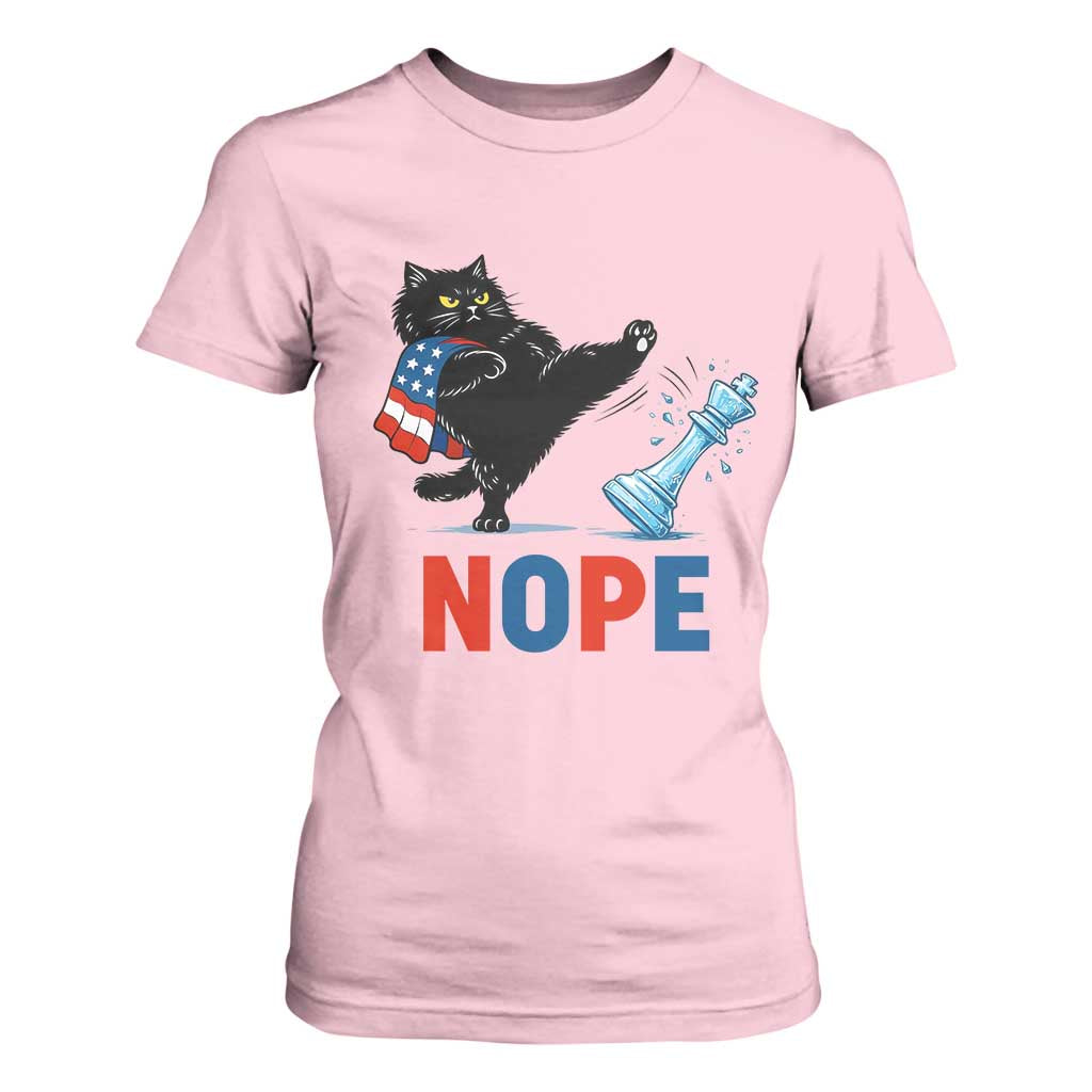 Funny Black Cat Kicks The Icy Chess Piece Nope T Shirt For Women TS12 Light Pink Print Your Wear