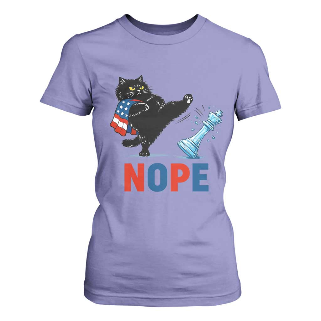 Funny Black Cat Kicks The Icy Chess Piece Nope T Shirt For Women TS12 Violet Print Your Wear