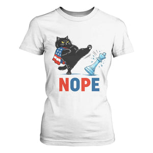 Funny Black Cat Kicks The Icy Chess Piece Nope T Shirt For Women TS12 White Print Your Wear