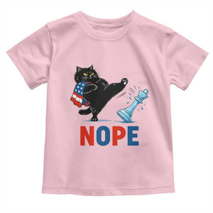 Funny Black Cat Kicks The Icy Chess Piece Nope Toddler T Shirt TS12 Light Pink Print Your Wear