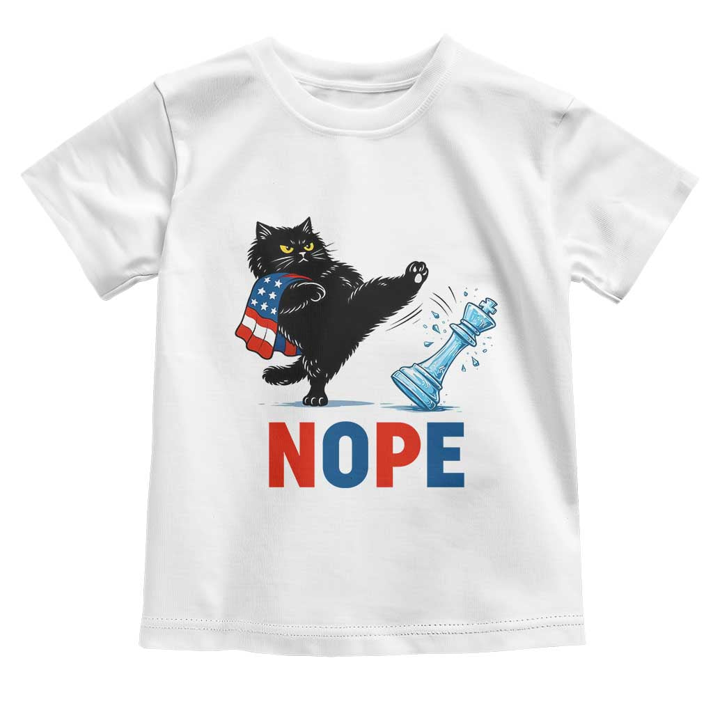 Funny Black Cat Kicks The Icy Chess Piece Nope Toddler T Shirt TS12 White Print Your Wear