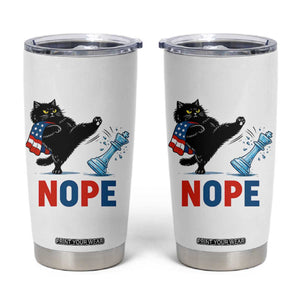 Funny Black Cat Kicks The Icy Chess Piece Nope Tumbler Cup TS12 White Print Your Wear