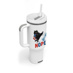Funny Black Cat Kicks The Icy Chess Piece Nope Tumbler With Handle TS12 Print Your Wear