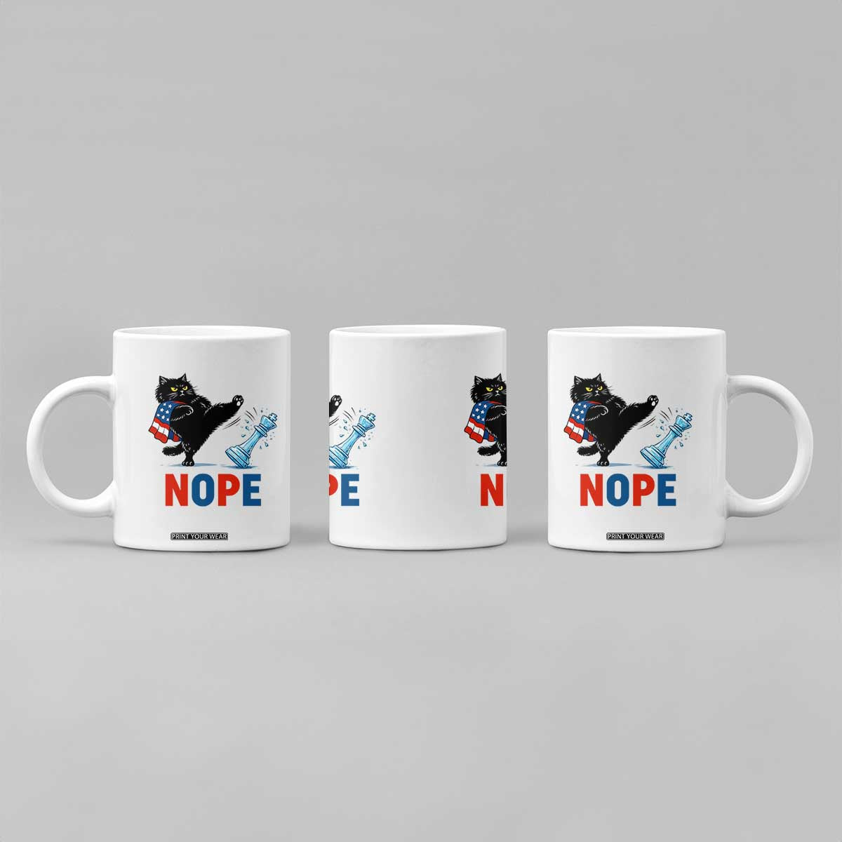 Funny Black Cat Kicks The Icy Chess Piece Nope Coffee Mug TS12 Print Your Wear