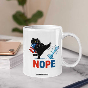 Funny Black Cat Kicks The Icy Chess Piece Nope Coffee Mug TS12 Print Your Wear