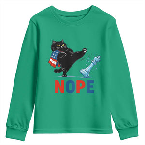 Funny Black Cat Kicks The Icy Chess Piece Nope Youth Sweatshirt TS12 Irish Green Print Your Wear