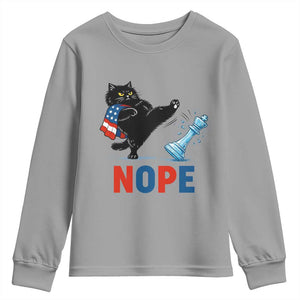 Funny Black Cat Kicks The Icy Chess Piece Nope Youth Sweatshirt TS12 Sport Gray Print Your Wear