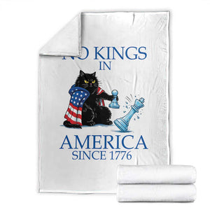 Funny Protest Chess Cat No Kings In America Throw Blanket Political Humor Gift TS12 White Print Your Wear