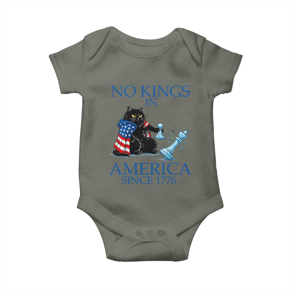 Funny Protest Chess Cat No Kings In America Baby Onesie Political Humor Gift TS12 Military Green Print Your Wear
