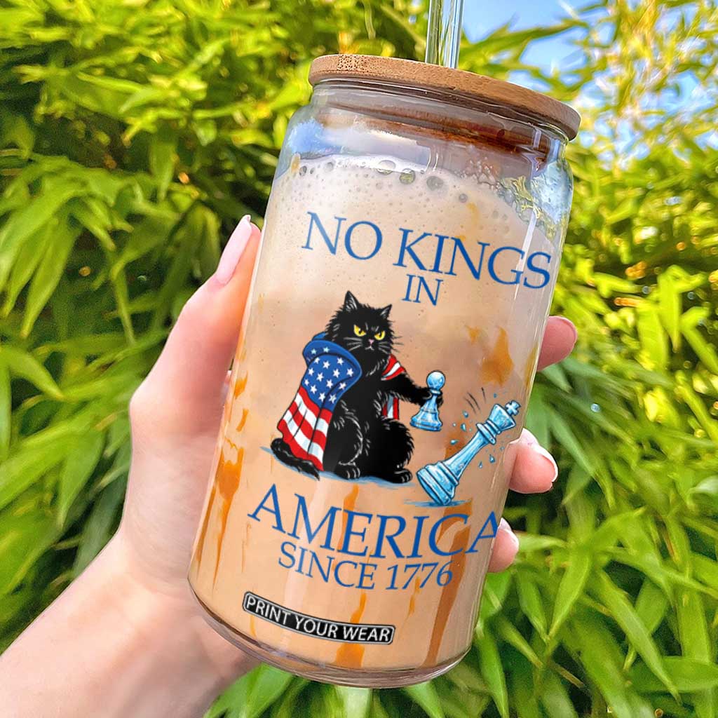 Funny Protest Chess Cat No Kings In America Glass Can Political Humor Gift TS12 White Print Your Wear