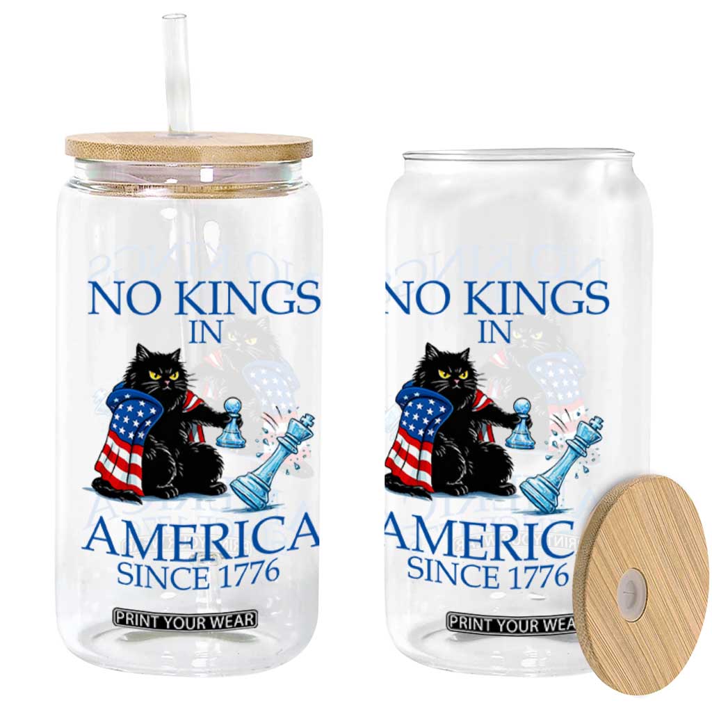 Funny Protest Chess Cat No Kings In America Glass Can Political Humor Gift TS12 Print Your Wear