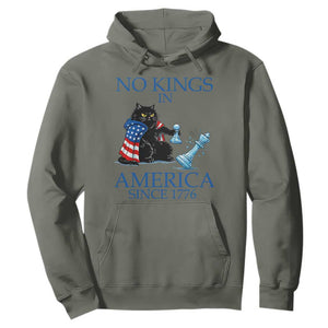 Funny Protest Chess Cat No Kings In America Hoodie Political Humor Gift TS12 Military Green Print Your Wear