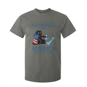 Funny Protest Chess Cat No Kings In America T Shirt For Kid Political Humor Gift TS12 Military Green Print Your Wear