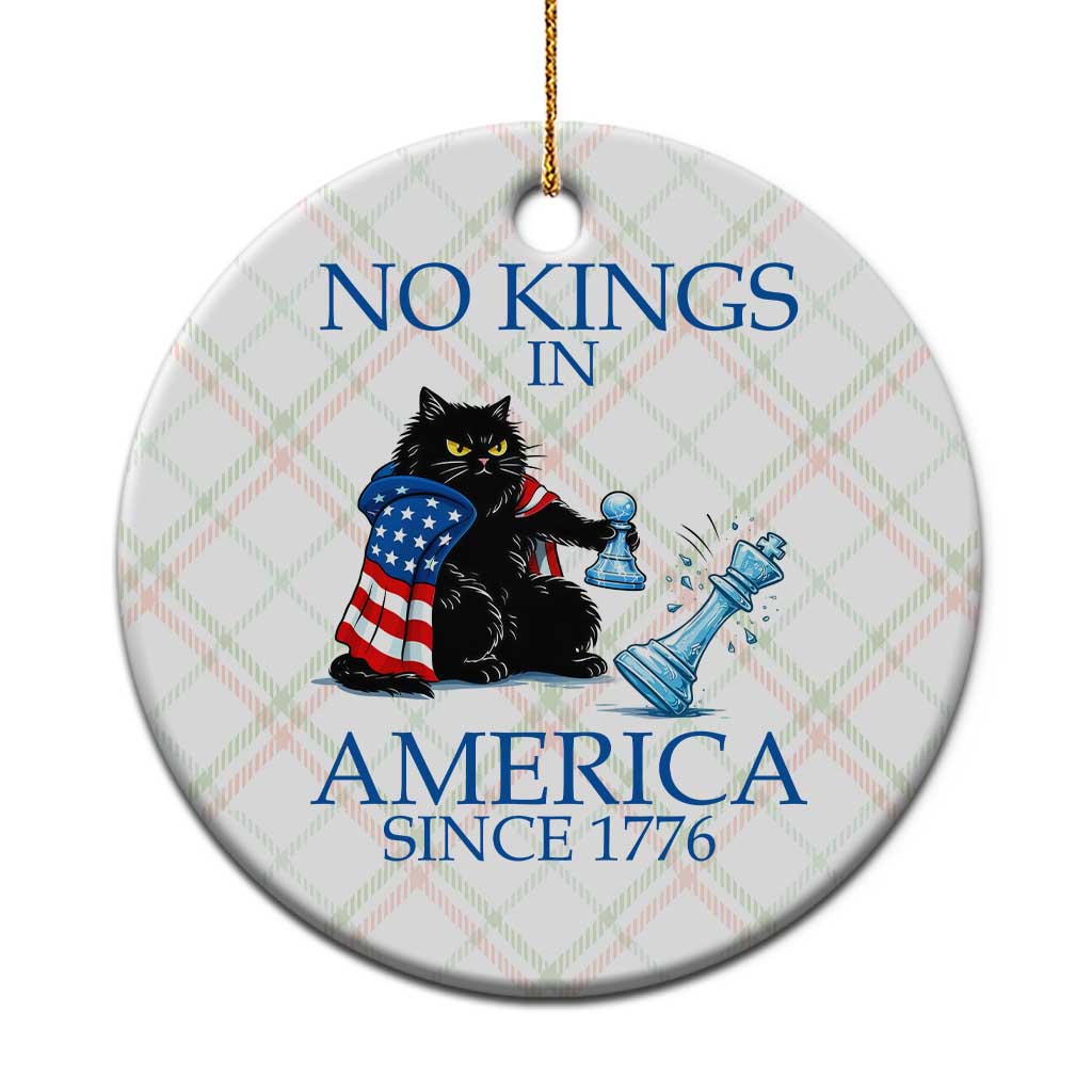 Funny Protest Chess Cat No Kings In America Ceramic Ornament Political Humor Gift TS12 1pc Christmas Plaid Print Your Wear