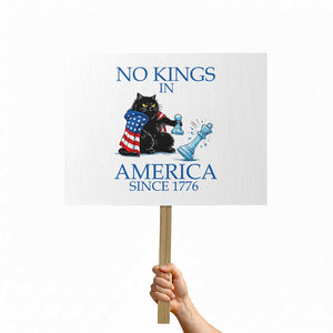 Funny Protest Chess Cat No Kings In America Protest Sign Political Humor Gift TS12 Horizontal 18" × 24" White Print Your Wear