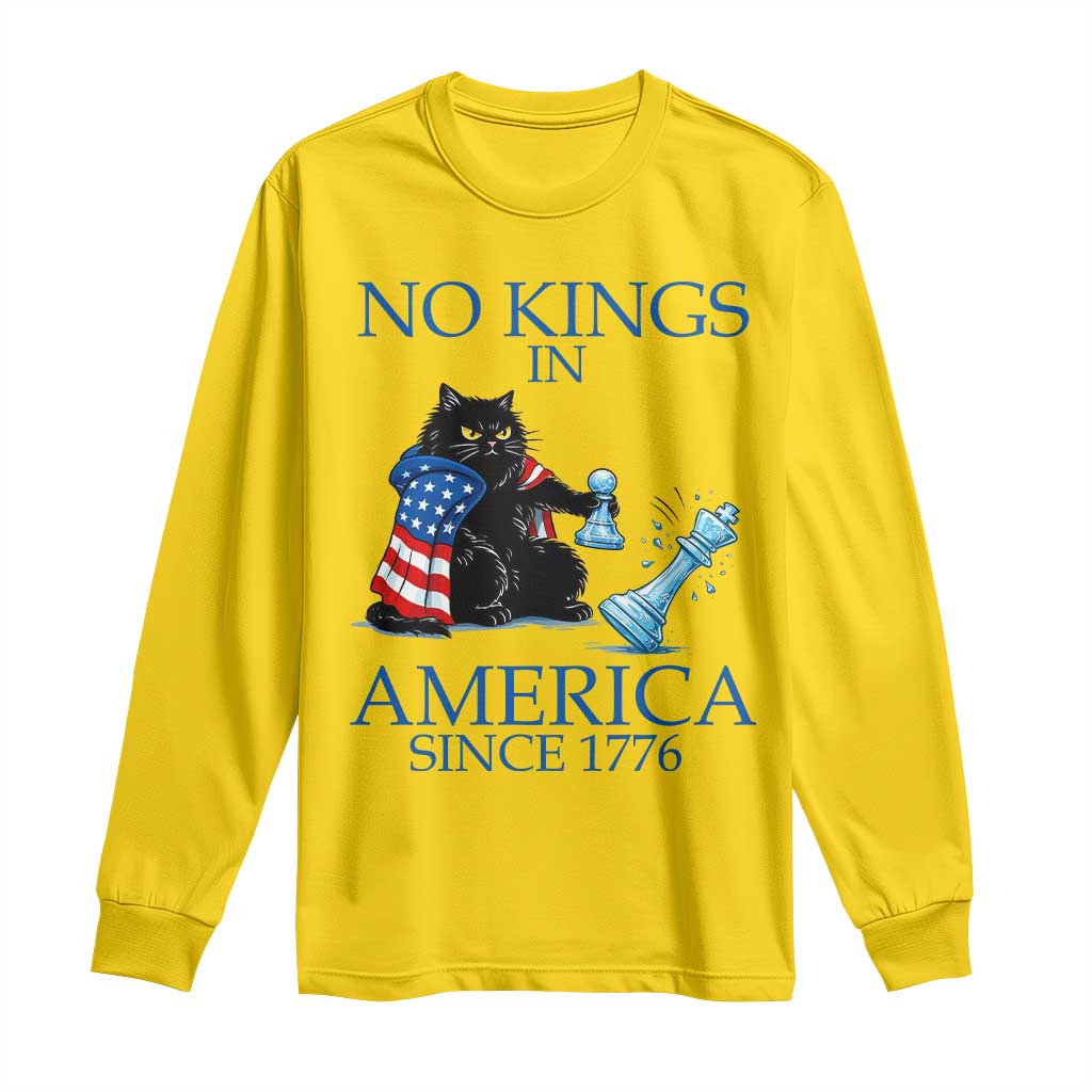 Funny Protest Chess Cat No Kings In America Long Sleeve Shirt Political Humor Gift TS12 Daisy Print Your Wear