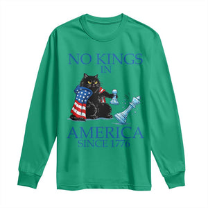 Funny Protest Chess Cat No Kings In America Long Sleeve Shirt Political Humor Gift TS12 Irish Green Print Your Wear