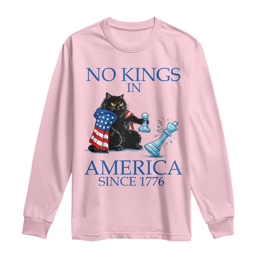 Funny Protest Chess Cat No Kings In America Long Sleeve Shirt Political Humor Gift TS12 Light Pink Print Your Wear